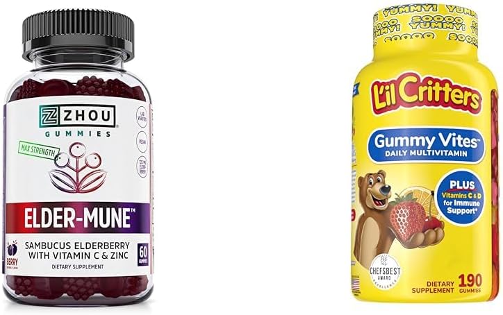 ZHOU Nutrition Elderberry Gummies & L'il Critters Gummy Multivitamin, 60 & 190 Gummies