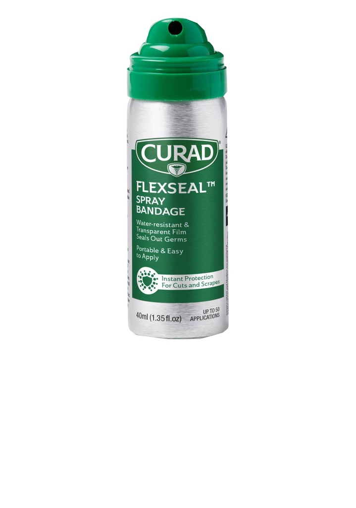 CURAD Flex Seal Spray Bandage, Water Resistant, Transparent, Ideal for Cuts and Scrapes, Quick Wound Care Solution, 40 mL, 1EA