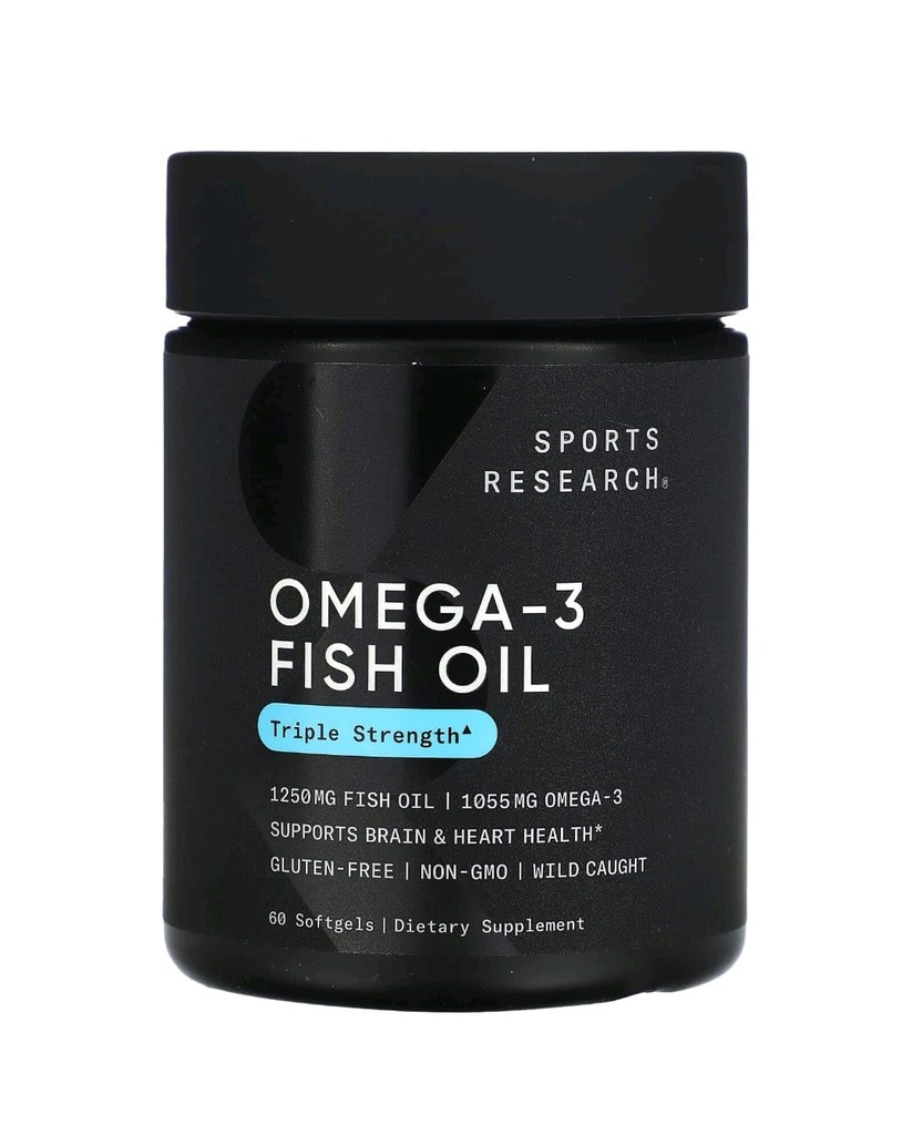 Sports Research Omega-3 Fish Oil, Triple Strength, 60 Softgels
