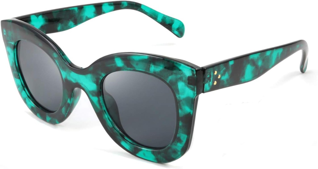 FEISEDY Retro Oversized Square Horn Sunglasses Semi Cat Eye Butterfly Glass Big Thick Bold Frame B2572