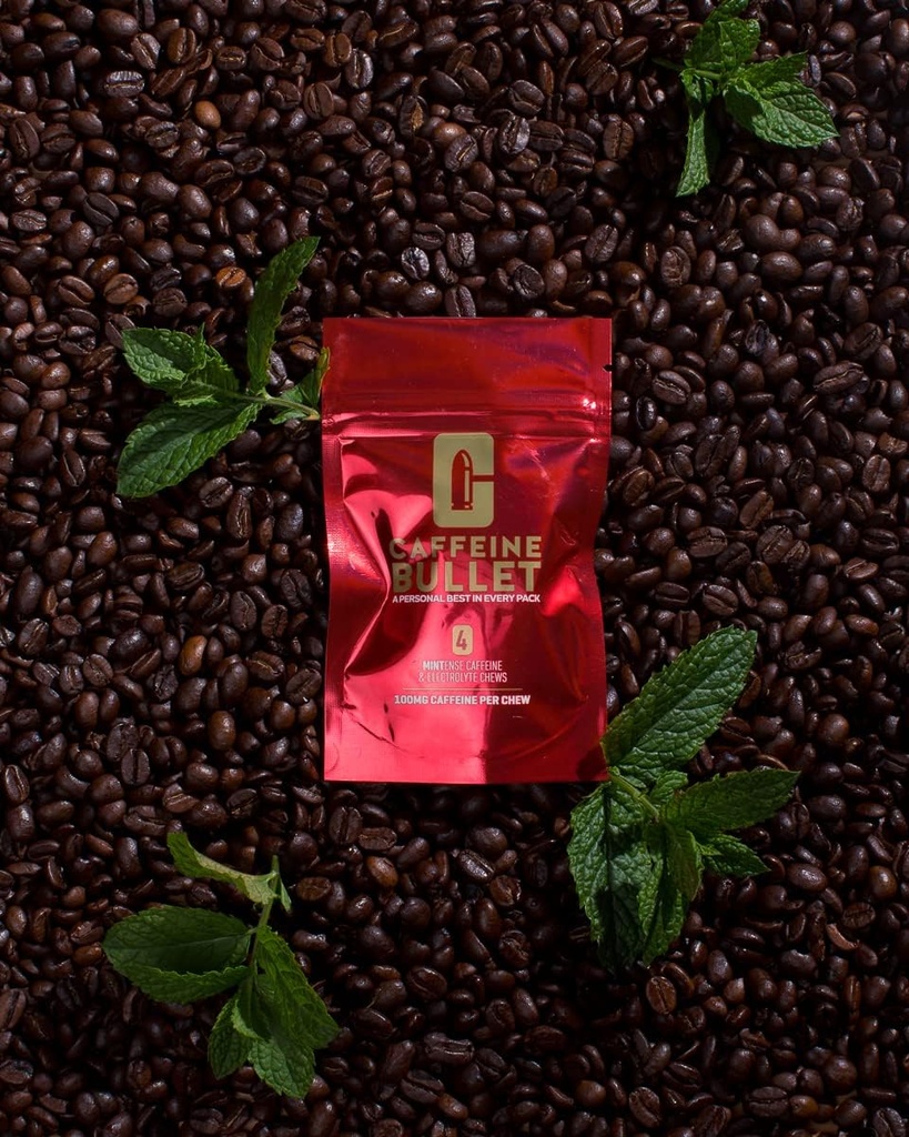 Caffeine Bullet 120 Mint Caffeine Gummies for Adults = 12000mg Caffeine Kick, Faster Than Running gels & Energy Chews, mid Race, Cycling, Gaming and Endurance Sports chewable Energy Boost