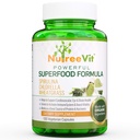 Pure 100% Organic Spirulina + Chlorella + Wheatgrass - Energy Booster, Immune Support, Powerful Superfood Antioxidant - Veggie Capsules | 500mg