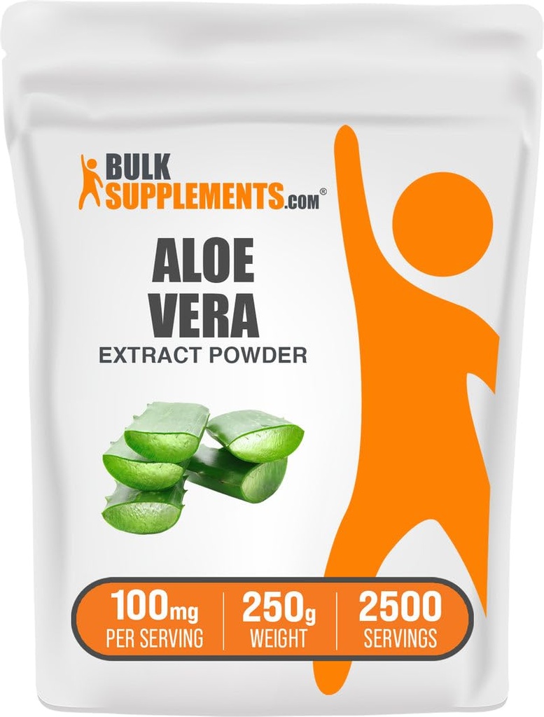 BulkSupplements.com Aloe Vera Extract Powder - Aloe Vera Supplement, Herbal Supplement - Vegan & Gluten Free, 100mg per Serving, 250g (8.8 oz) (Pack of 1)
