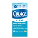 Colace Clear Stool Softener for Gentle Effective Constipation Relief, #1 Doctor Recommended Stool Softener Brand, Dye Free, 50 mg Docusate Capsules, 42 Count