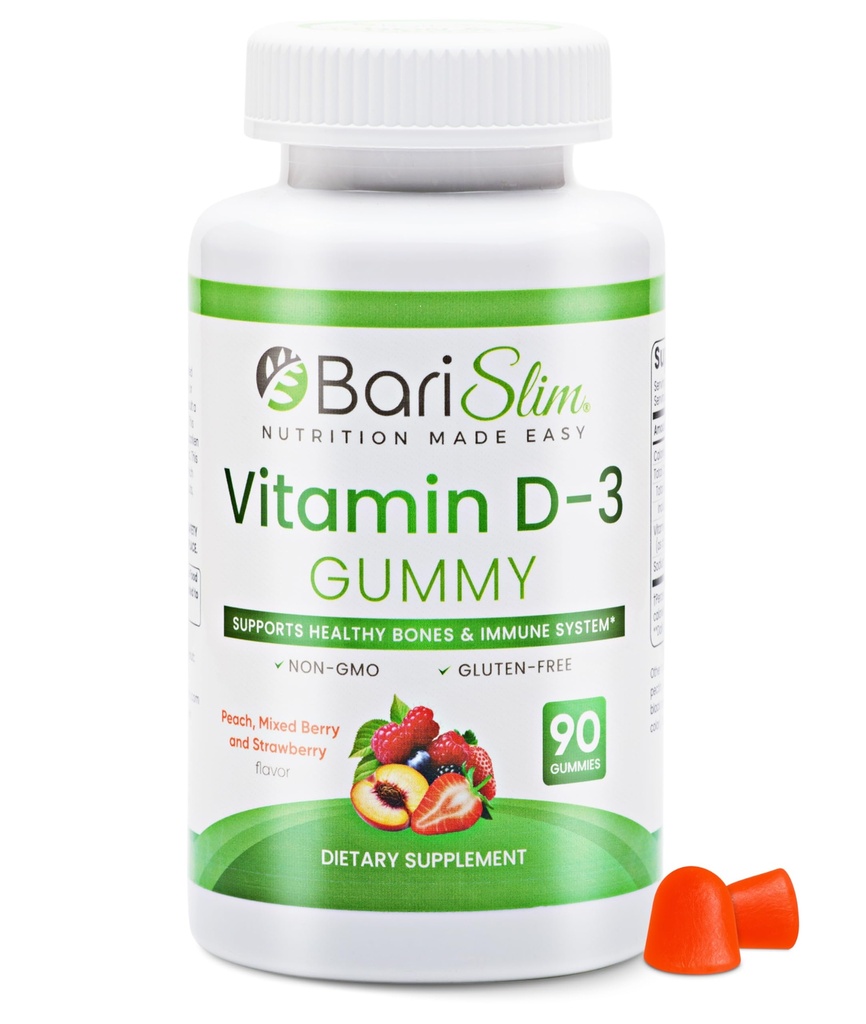 BariSlim Bariatric Vitamin D-3 Gummies - Specially Formulated Gummy Vitamin for Patients After Weight Loss Surgery - Easy to Digest and Great Tasting Fruit Flavors | 90 Fruit Chews