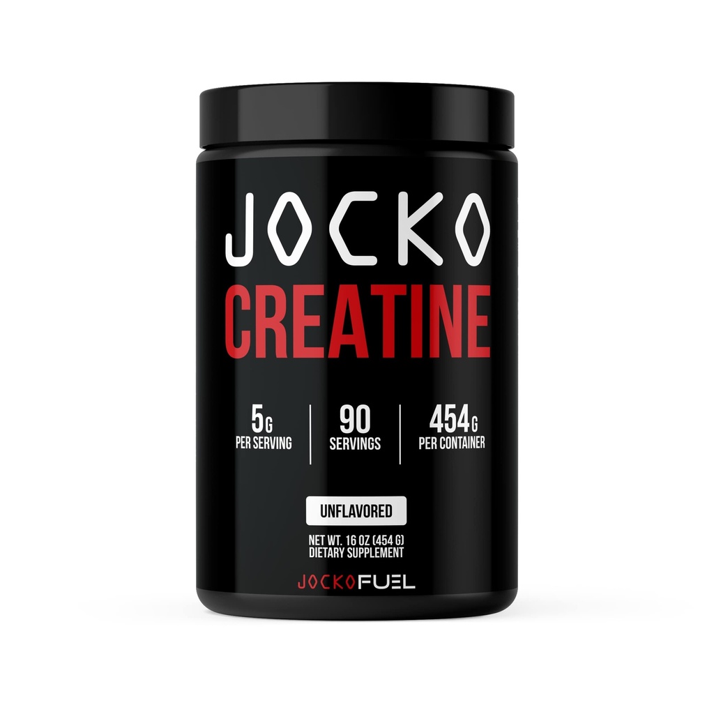 Jocko Fuel Creatine Monohydrate, Pure Micronized Powder for Men & Women, Supports Muscle Growth, Strength, Recovery & Cognition, Unflavored, 450 Grams, 90 Servings