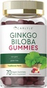 Carlyle Ginkgo Biloba | 70 Gummies | 45:1 Leaf Extract | with Peach Raspberry Flavor | Vegan, Non-GMO, Gluten Free Supplement