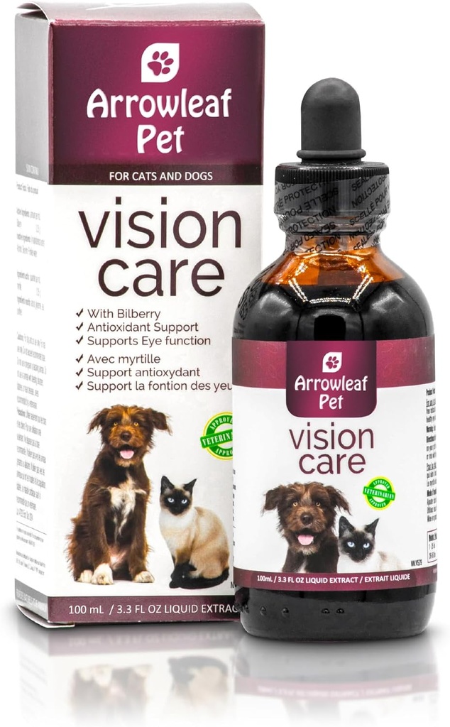 Vision Care by NaturPet Inc for Cats and Dogs | with Bilberry | Eye Support | 100mL Herbal Tincture