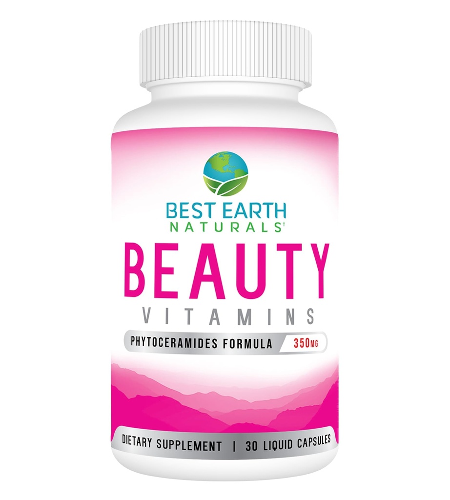 Best Earth Naturals Beauty Vitamins Phytoceramide Pills - Skin Hydrating Support Supplement with Alpha Lipoic Acid and More to Help Promote Hydrated Skin - 30 Count