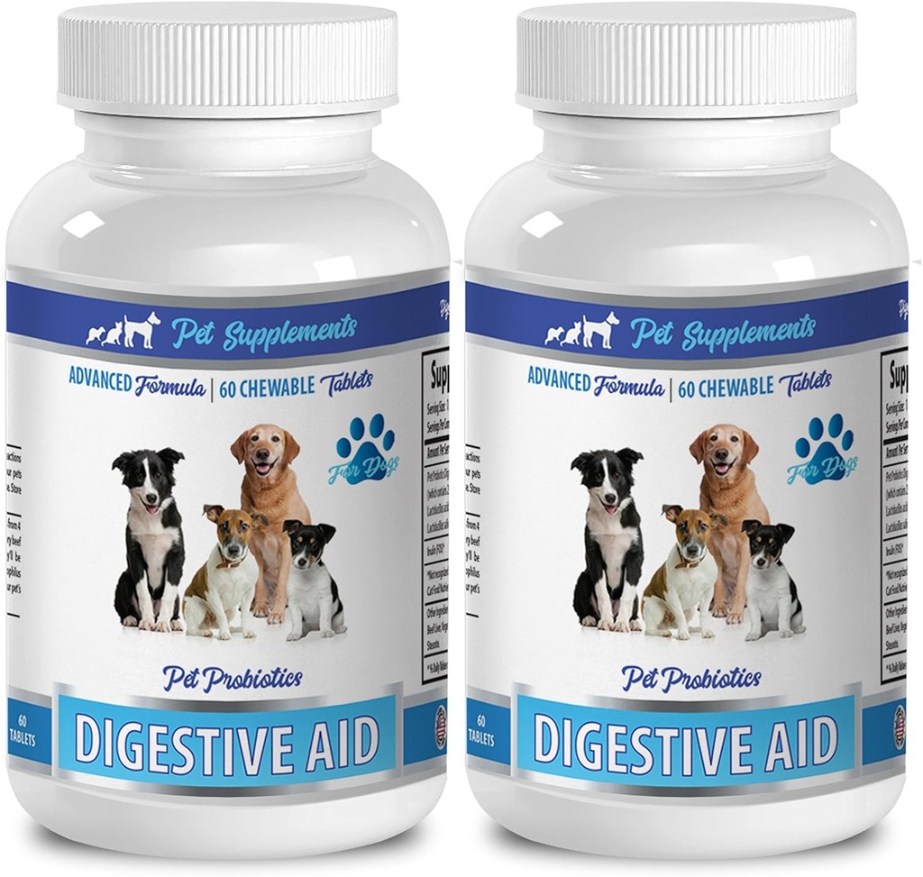dog food additive for bad breath - DOG DIGESTIVE AID PROBIOTICS - NATURAL APPROACH - SOLUTION TO BAD BREATH AND GAS - COUNTER DIARRHEA - dog probiotics allergies - 2 Bottles (120 Treats)