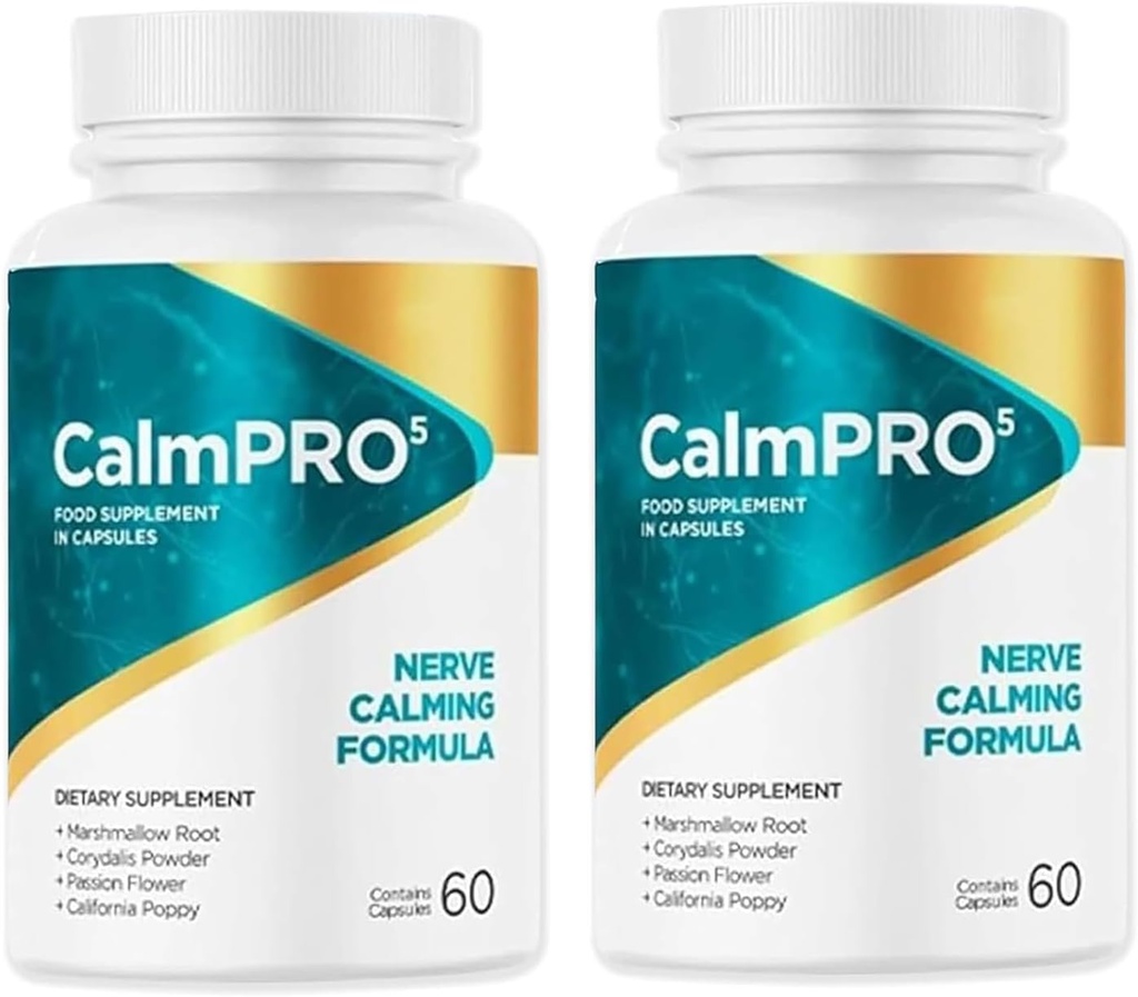 2 Packs Calmpro5, Calmpro5 Nerve Capsules, 2025 Upgraded Calmpro5 Nerve Calming Formula Capsules, No Artificial Preservatives, No Dairy (2 Bottles)