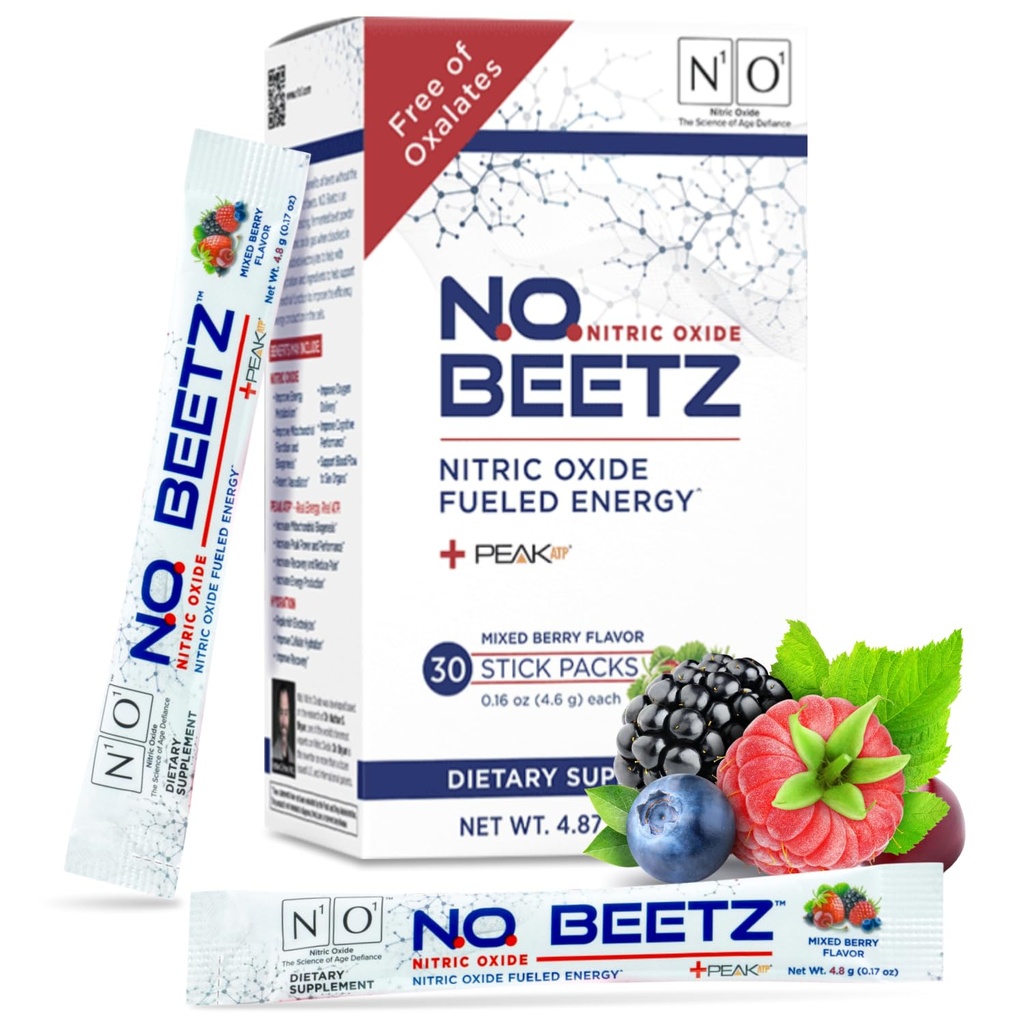 N1O1 N.O. Beetz Nitric Oxide Supplement for Pre-Workout & Endurance | Beetroot, Peak ATP & Electrolytes for Energy & Hydration | Boosts Blood Flow & Muscle Recovery | No Mess, 30 Servings