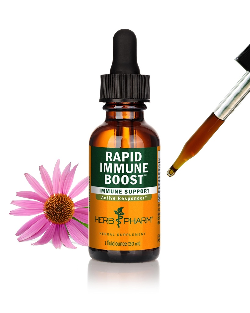 Herb Pharm Rapid Immune Boost: for Adults, Fast-Absorbing Echinacea Tincture with Goldenseal, Ginger Extract & Elderberry | Immune Support Supplement for Immune Challenges, Up to 3 Week Supply, 1 oz*