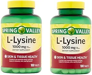 Spring Valley - L-Lysine 1000 mg, 100 Tablets (Pack of 2)