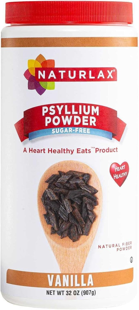 Sugar-Free Psyllium Husk Fiber Powder, Vanilla Flavored 32 oz