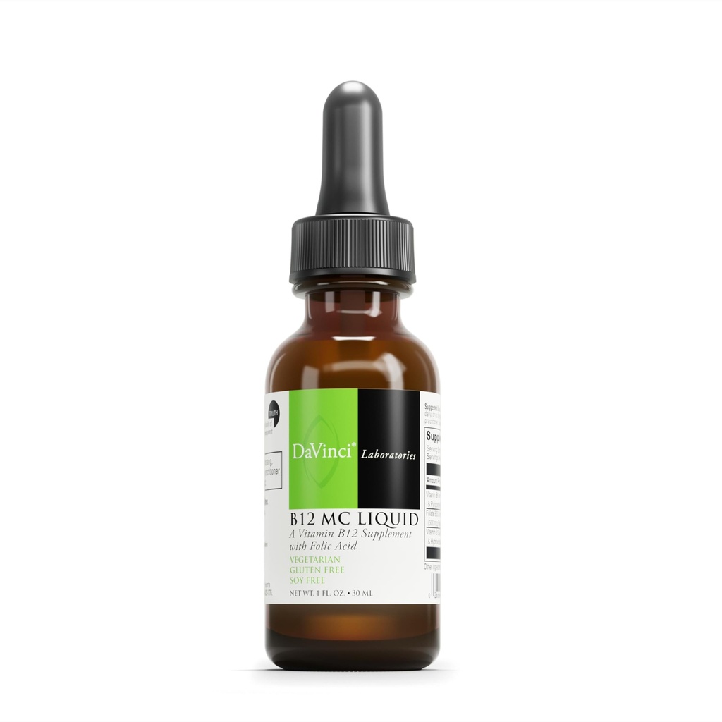 DAVINCI Labs B-12 MC Liquid - Dietary Supplement to Support Cardiovascular Health, Energy and Healthy Blood and Nerve Cells - with Vitamin B6, B12 and Folate - Gluten-Free - Vegetarian - 30 ml