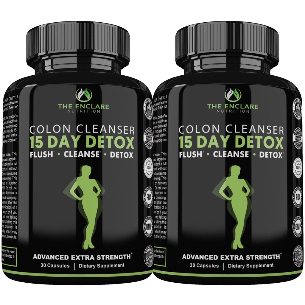 THE ENCLARE NUTRITION 15 Day Detox Cleanse for Weight Loss. Advanced Gut Support for Women & Men. Colon Cleanse Laxatives for Constipation & Bloating Relief. Gut Cleanse Probiotic Diet Pills 60ct (2)