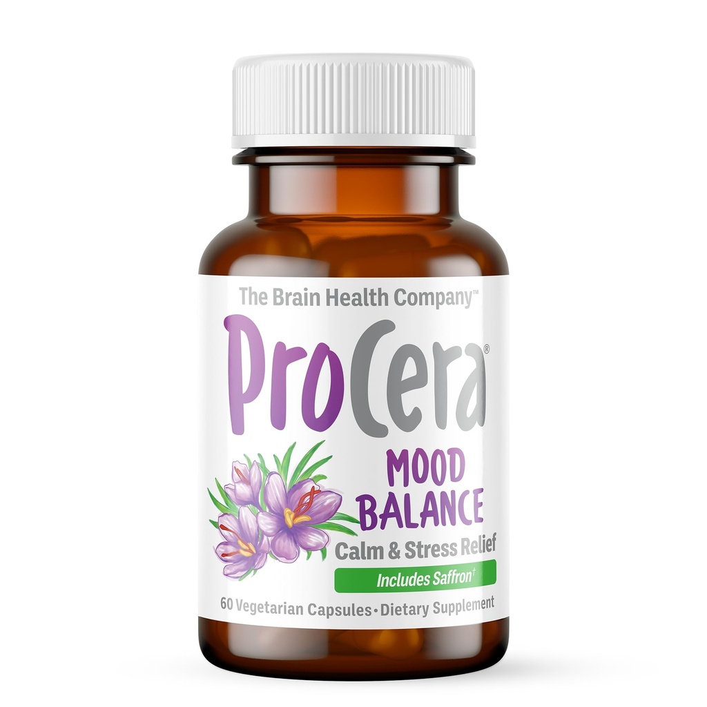 Procera Mood Support - Boost Mental Performance - Clarity - Mood Stability - Stress - Anxiousness - Mental Fatigue - Adaptogens - Saffron - Magnesium - Ashwagandha - Rhodiola - 60 Count