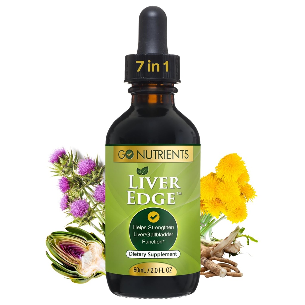 Go Nutrients Liver Edge - Liver Cleanse Detox & Repair Fatty Liver Health Formula | Milk Thistle Silymarin, Dandelion Root, Artichoke Extract & More for Liver Support Supplement - 2oz | 48 Servings