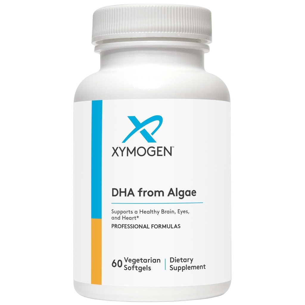 XYMOGEN DHA from Algae - Vegan Omega-3 DHA Supplement - Brain, Eye & Immune Support - Plant-Based Omega Nutrition - Non-Fish Source - 60 Softgels