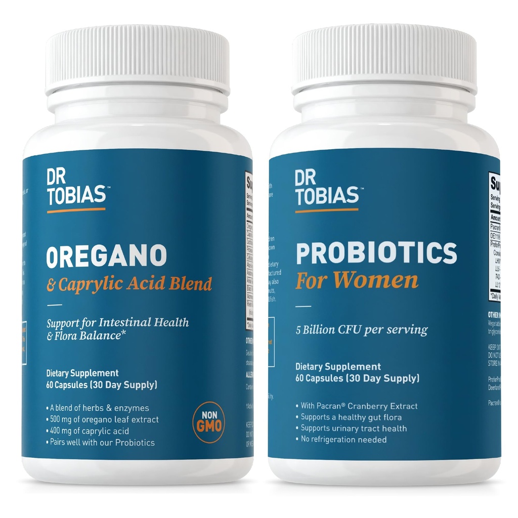 Dr. Tobias Oregano and Caprylic Acid Blend and Probiotics for Women - Supports Gut, Immune, and Urinary Health, Non-GMO