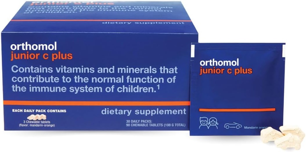 Orthomol Immun Junior C Plus, Kid's Multivitamin, Tangerine Flavor, 30-Day Supply