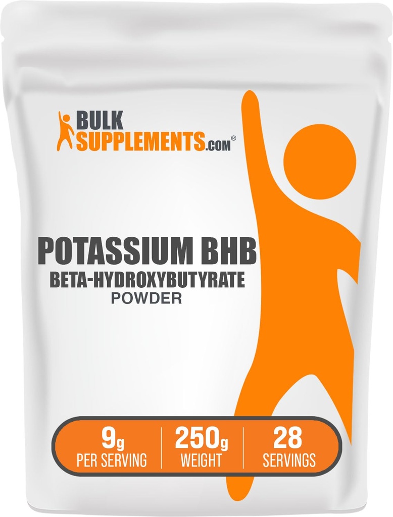 BulkSupplements.com Potassium BHB Powder - Beta-Hydroxybutyrate Powder, Unflavored Potassium BHB Supplement - Vegan & Gluten Free, 9g per Serving, 250g (8.8 oz) (Pack of 1)