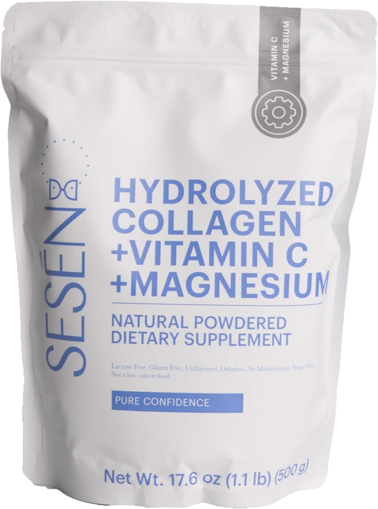 SESEN Hydrolyzed Collagen + Vitamin C + Magnesium (Blue) Powder 17.6 oz