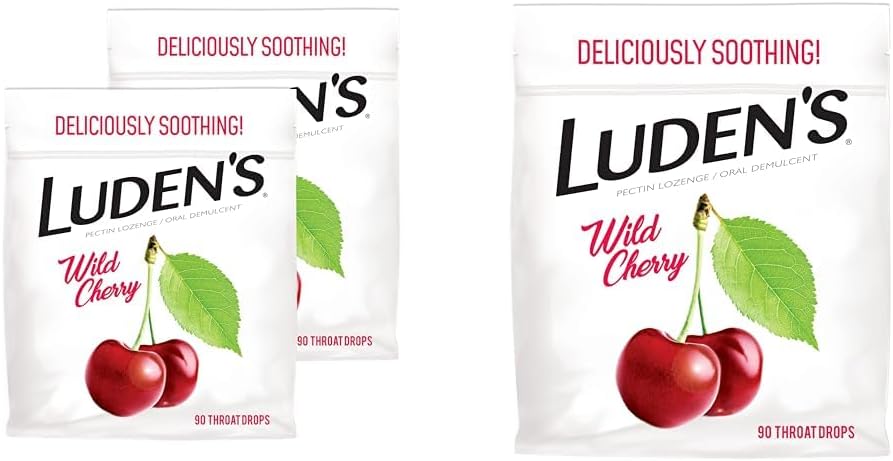 Ludens Wild Cherry Throat Drops, Pack of 2, 90 Drops Each for Sore Throat Relief