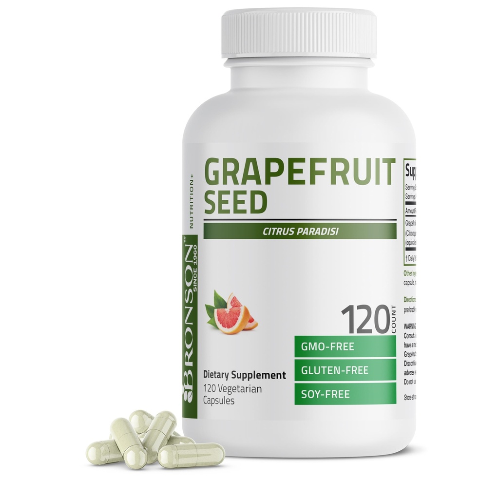 Bronson Grapefruit Seed Extract Citrus per Serving Paradisi Supports Immune Health & Helps Maintain a Healthy Gastrointestinal Tract - Non-GMO, 120 Vegetarian Capsules