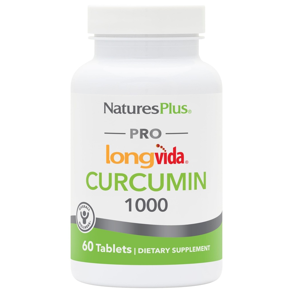 NaturesPlus PRO Longvida Curcumin 1000 mg - 60 Tablets - Promotes Healthy Free Radical Protection - Non-GMO, Vegan & Gluten Free - 60 Servings