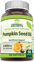 Herbal Secrets Pumpkin Seed Oil 1000 Mg Supplement | 180 Softgels | Non-GMO | Gluten Free | Made in USA