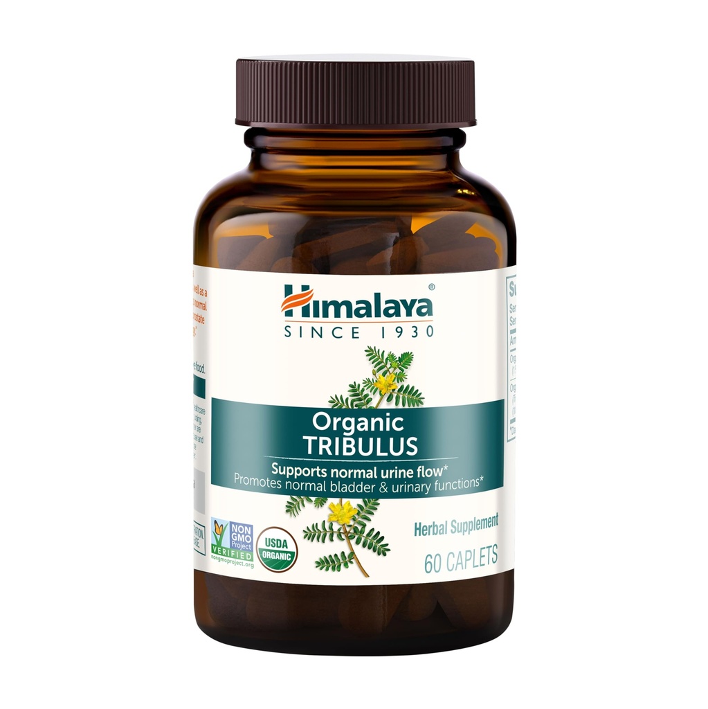 Himalaya Organic Tribulus Terrestris - Herbal Supplement for Bladder Control, Male Endurance, Prostate, and Libido Support - Vegan, Non-GMO, Gluten Free, 688 mg, 60 Caplets