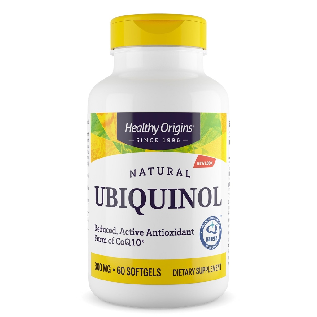 Healthy Origins Ubiquinol (Active Form of CoQ10), 300 mg - Kaneka Ubiquinol Supplements for Heart Health & Antioxidant Support - Gluten-Free & Non-GMO Supplement - 60 Softgels