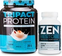 Nutrology TRIPACT Protein Powder, 7-in-1 Meal Replacement Shake, Vanilla Latte Cinnamon Flavor (20 Servings) Zen Natural Magnesium Supplement (30 Servings)