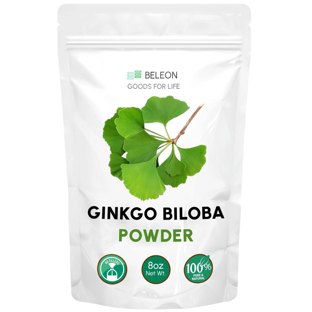 Ginkgo Biloba Powder 8 oz - Pure Natural Supplement, Brain Support, Mental Alertness, Filler Free