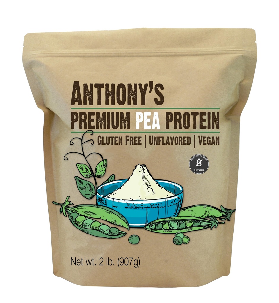 Anthony's Premium Pea Protein, 2 lb, Plant Based, Gluten Free, Unflavored, Vegan, Keto Friendly, Made from Peas