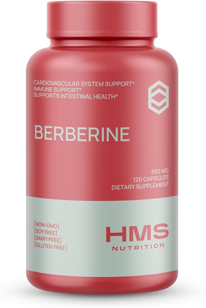 Berberine HCL 550mg, Plant-Based Berberine Supplement from Berberis Aristata Root, Vegan & Gluten Free, 120 Capsules