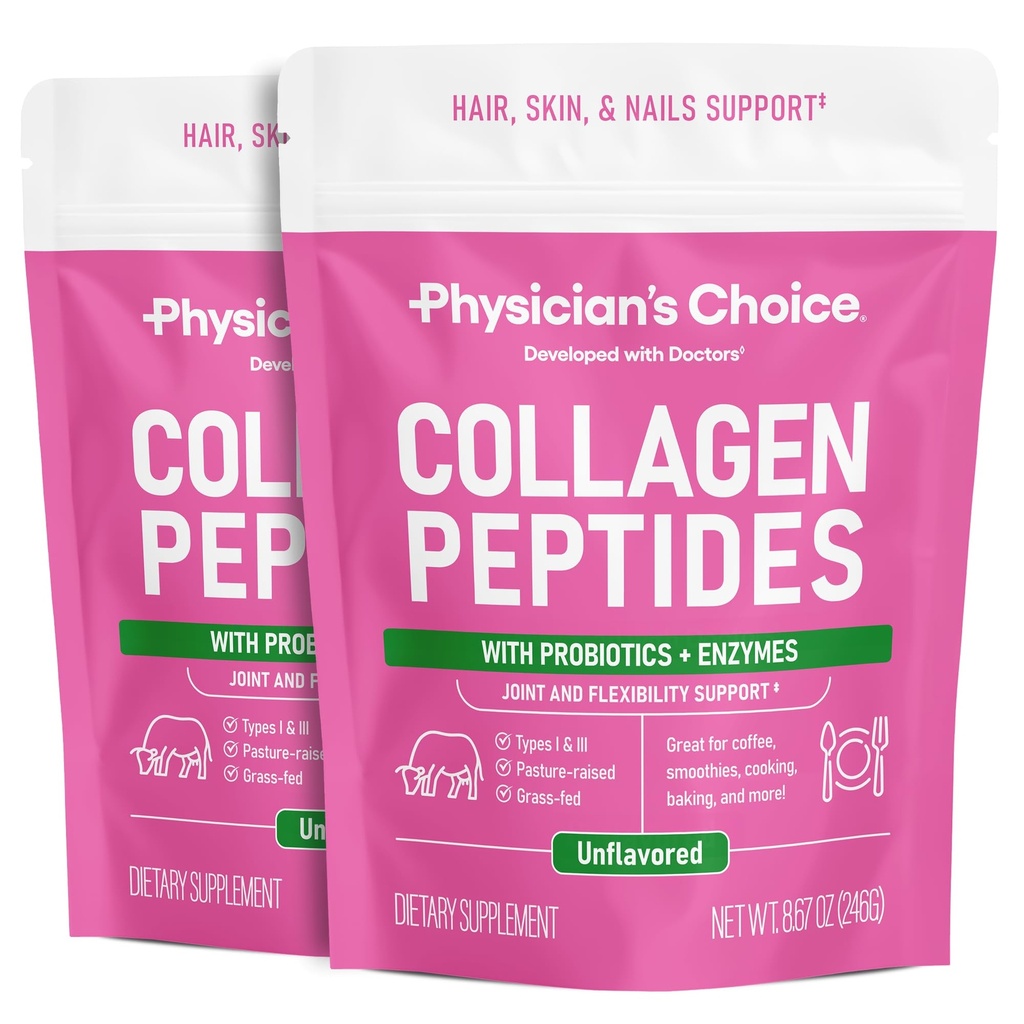 Collagen Peptides Powder - Hydrolyzed Protein(Type I & III) - Digestive Enzymes - Keto Collagen Powder for Women & Men - Hair, Skin, Joints & Workout Recovery Aid - Grass Fed, Non-GMO - Two-pack