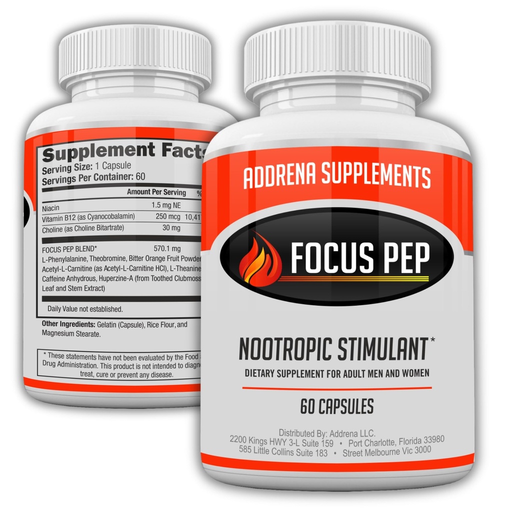 Focus Pep- Over The Counter Stimulants to Speed Up Naturally | Study Alternative and Best Energy Supplements for Nootropic Brain Boosting, 60 Pills