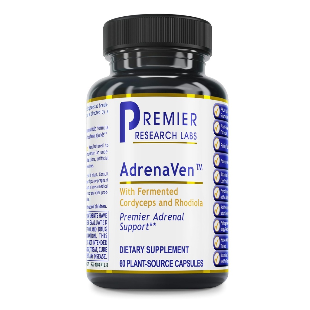 Premier Research Labs 30 Servings-AdrenaVen - Adrenal Health Supplement, Supports Adrenal Gland Health and Stress Response - Organic Adrenal Health - 60 Plant-Source Capsules
