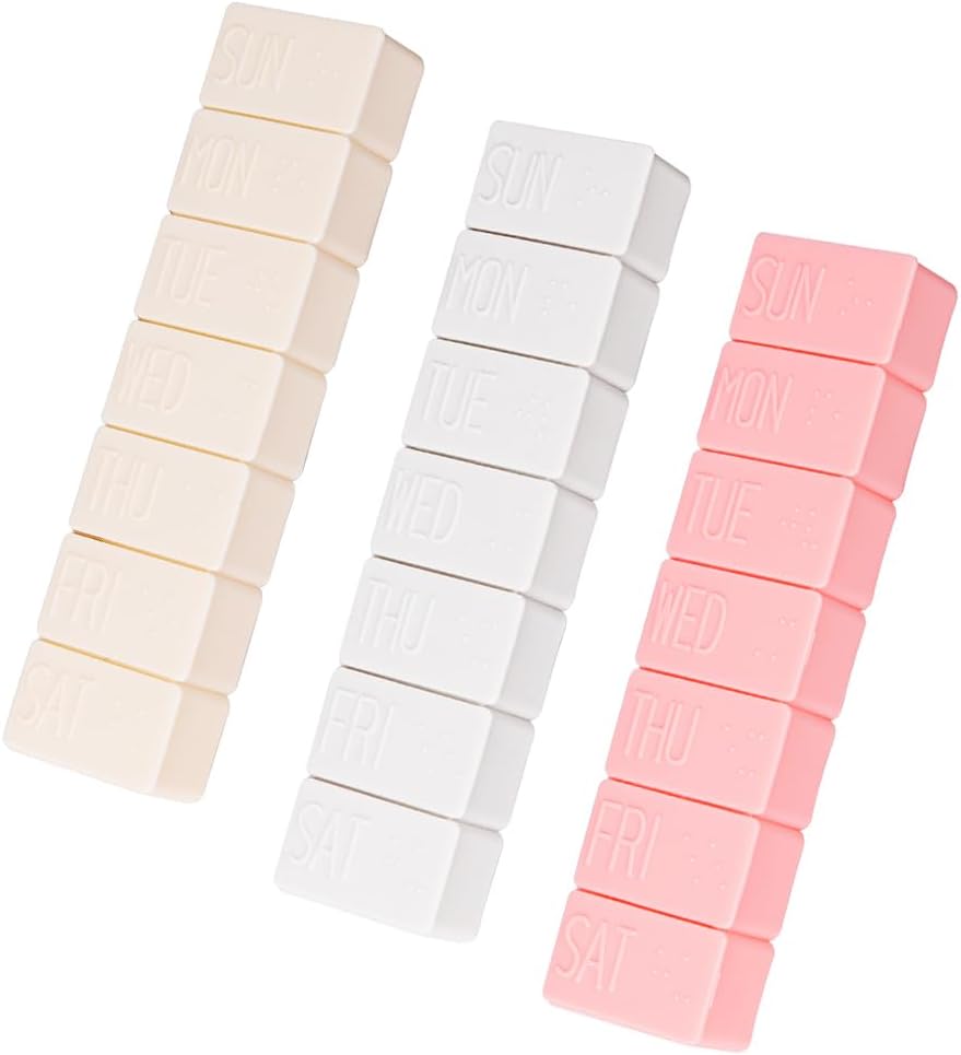 3Pack Weekly Pill Organizer,Extra Large 7 Days Pill Cases Travel Daily Pill Box for Fish Oil, Calcium Tablets Supplements and Other Vitamin Pill