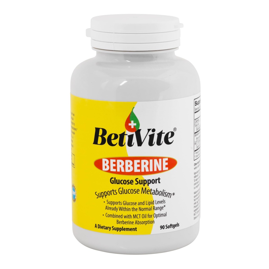 BetiVite Berberine Supplements, Berberine Glucose Support, Combined with MCT Oil for Optimal Berberine Absorption, 90 Soft gels