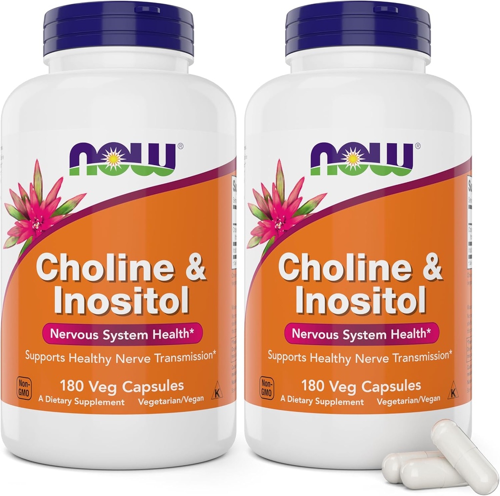 Now Choline & Inositol, 180 Vegetarian Capsules (Pack of 2)