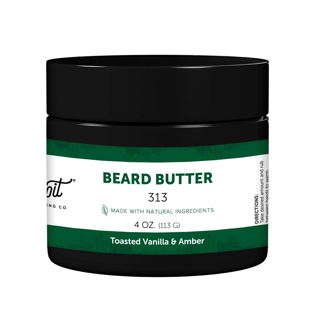Detroit Grooming Co. Beard Butter for Men | Softens, Thickens & Hydrates with Safflower Oil & Shea Butter | 313 Scent, 4oz