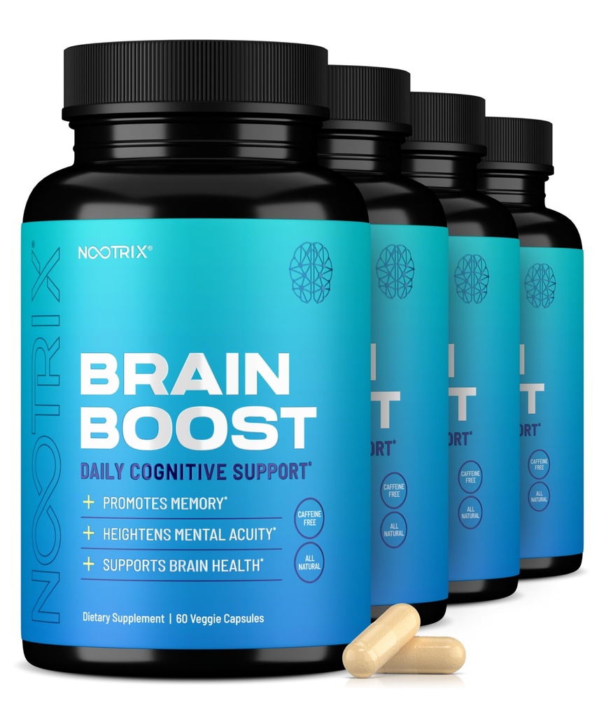 Nootrix Brain Boost Nootropic Supplement | 120 Day Supply | Supports Memory, Mental Focus, Cognitive Health & Energy | Promotes Healthy Mood & Brain Function | Ginkgo Biloba & DMAE