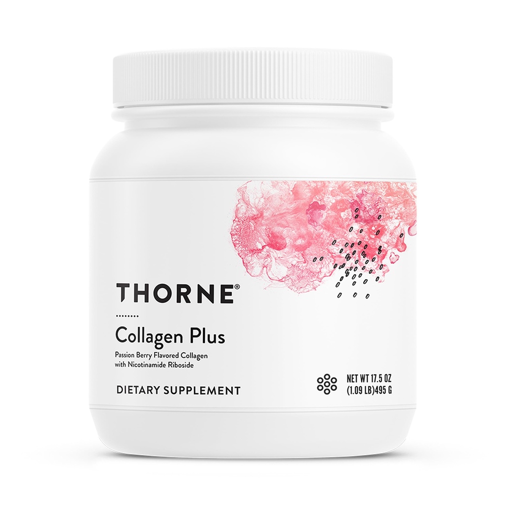 THORNE - Collagen Plus - Collagen Peptides Powder with Nicotinamide Riboside & Clinically Studied Ingredients for Skin Texture & Moisture - Healthy Skin, Hair & Nails* - 17.5 Oz - 30 Servings