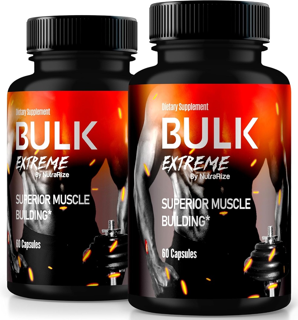 (2 Pack) Bulk Extreme Superior Muscle Building Advanced Formula, Bulk Extreme for Lean Muscle Mass for Men, All Natural Muscle Builder, Male Pills for Physical Performance, Reviews (120 Capsules)