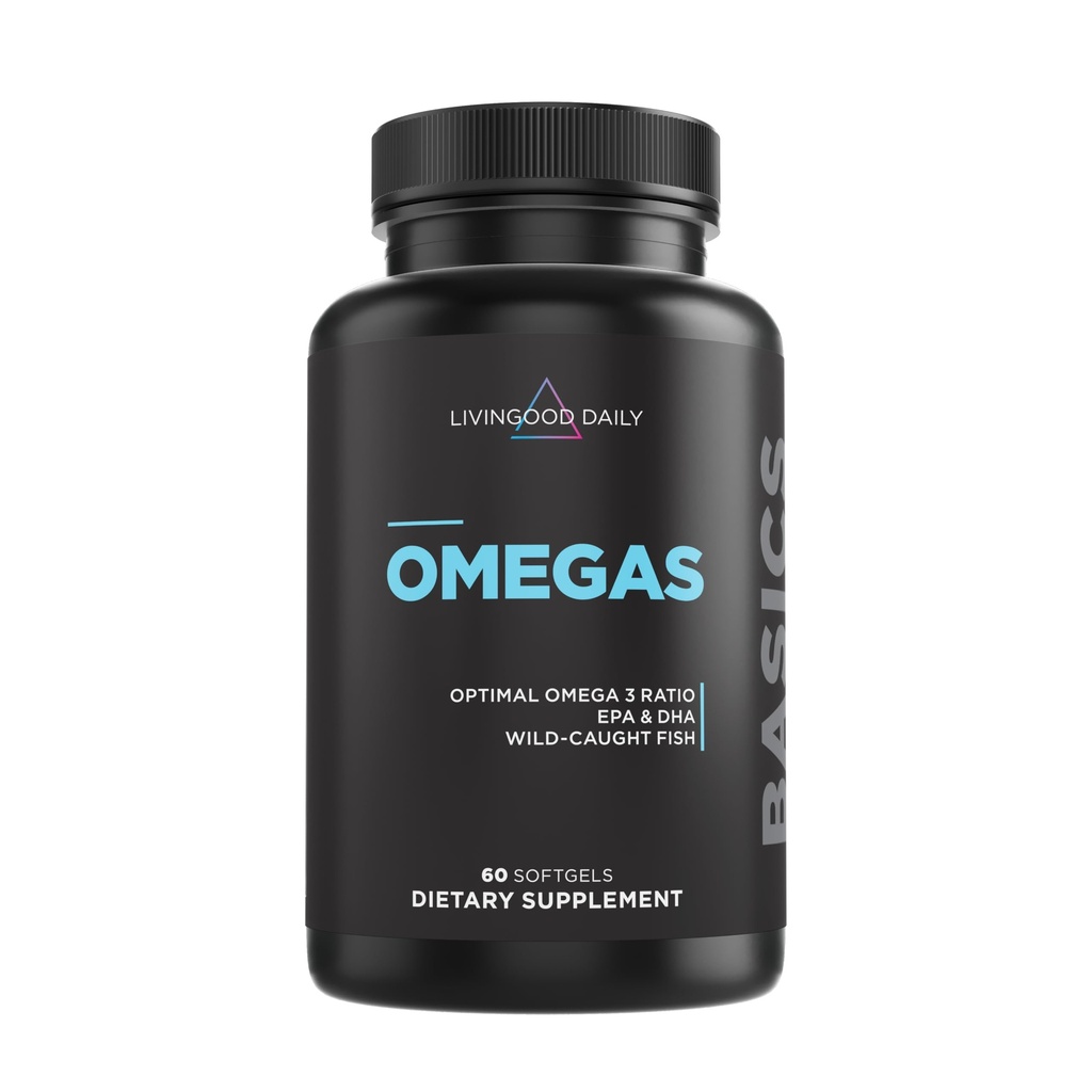 Livingood Daily Fish Oil Omega 3 Supplement, EPA and Dha from Wild Caught Fish, Omega 3 Fatty Acids for Heart, Brain, and Joint Health for Men and Women, Gluten Free, 30 Day Supply, 60 Softgels