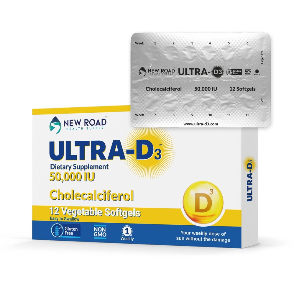 Once-Weekly Vitamin D3 50,000 IU Softgels,12 Count Blister Pack with Weekly Tracker, High Potency Vitamin D Supplement, Easy-to-Swallow
